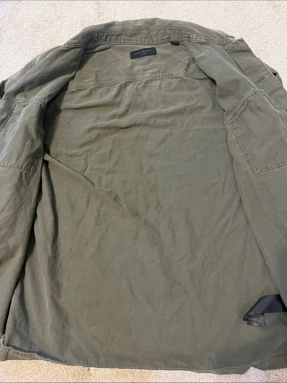 Men's All Saints SPOTTER SLIM FIT OVERSHIRT Cargo Green size xl